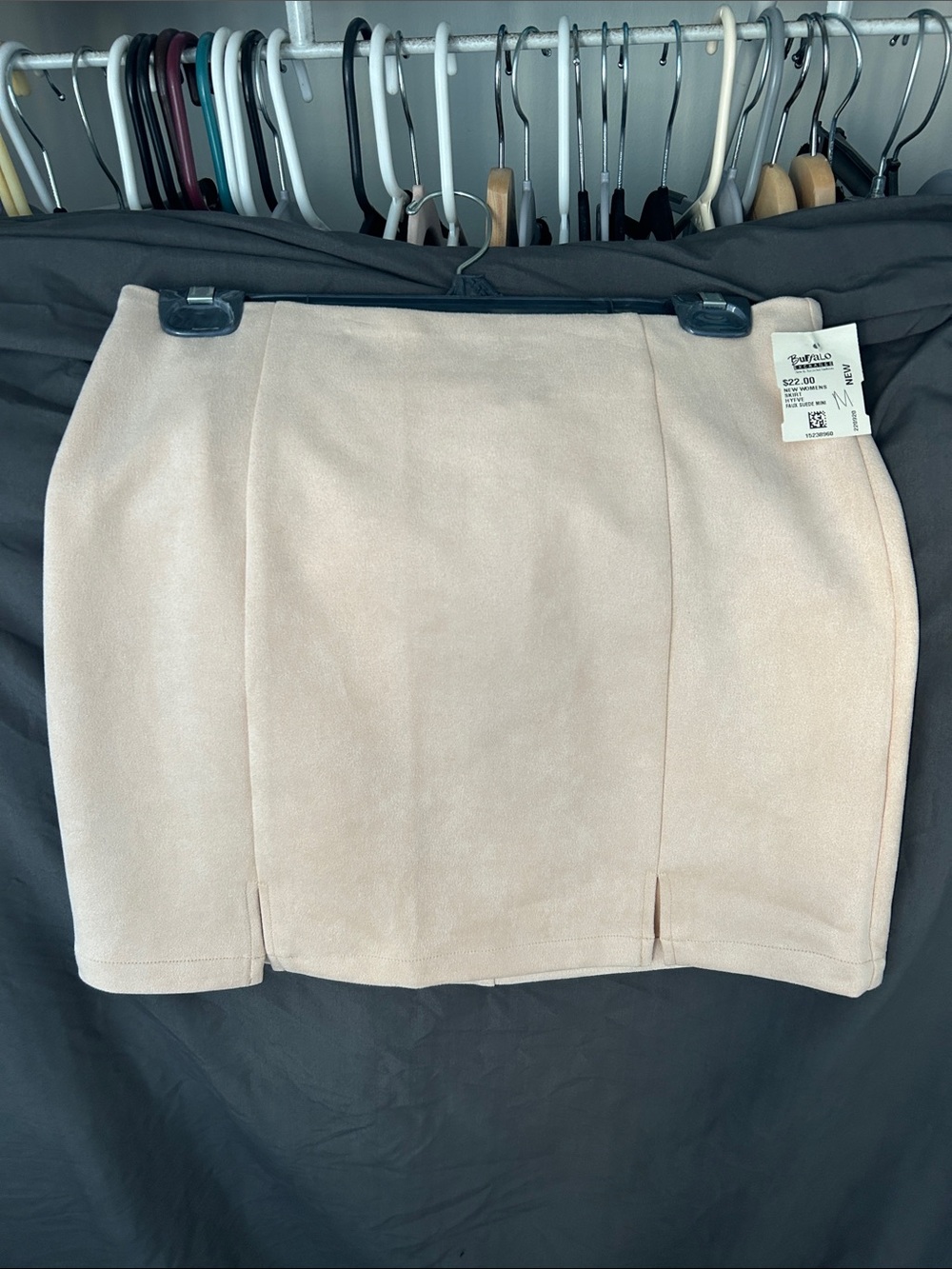 HYFVE Light Blush Faux Suede Mini Skirt